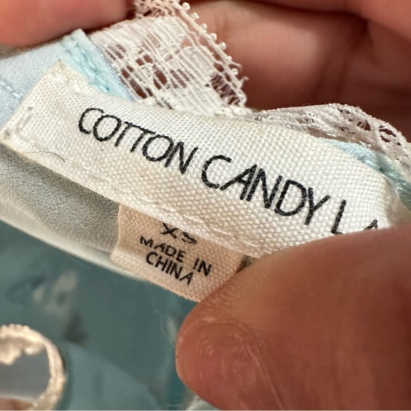 pale baby blue floral and lace midi dress - Picture 4 of 4